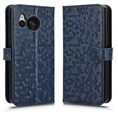 Leather Case Stands Flip Cover Holder C01X for Sharp Aquos Sense8 Blue