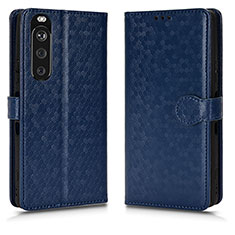 Leather Case Stands Flip Cover Holder C01X for Sony Xperia 1 III Blue