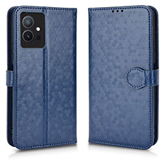 Leather Case Stands Flip Cover Holder C01X for Vivo iQOO Z6 5G Blue