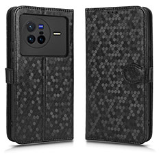 Leather Case Stands Flip Cover Holder C01X for Vivo X80 5G Black