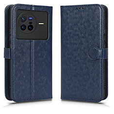 Leather Case Stands Flip Cover Holder C01X for Vivo X80 5G Blue