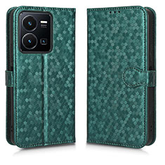 Leather Case Stands Flip Cover Holder C01X for Vivo Y35 4G Green