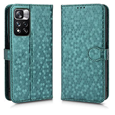 Leather Case Stands Flip Cover Holder C01X for Xiaomi Redmi Note 11 Pro+ Plus 5G Green