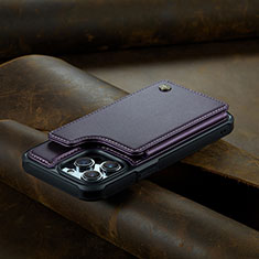 Leather Case Stands Flip Cover Holder C02S for Apple iPhone 13 Pro Max Purple