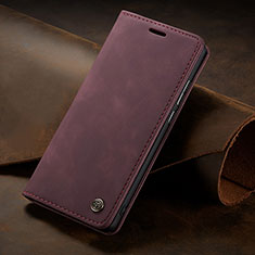 Leather Case Stands Flip Cover Holder C02S for Huawei P40 Pro Red Wine