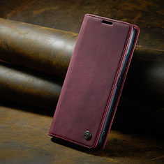Leather Case Stands Flip Cover Holder C02S for Oppo Find X6 5G Red Wine