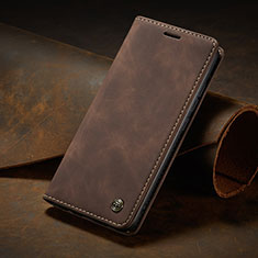 Leather Case Stands Flip Cover Holder C02S for Oppo Reno10 5G Brown