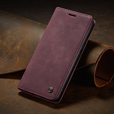Leather Case Stands Flip Cover Holder C02S for Oppo Reno10 5G Red Wine