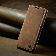 Leather Case Stands Flip Cover Holder C02S for Oppo Reno8 T 4G Light Brown