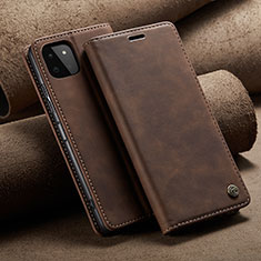 Leather Case Stands Flip Cover Holder C02S for Samsung Galaxy A22 5G Brown