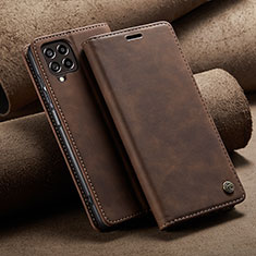 Leather Case Stands Flip Cover Holder C02S for Samsung Galaxy M33 5G Brown