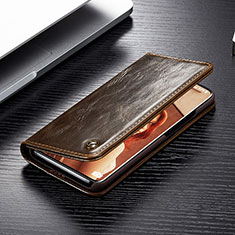 Leather Case Stands Flip Cover Holder C02S for Samsung Galaxy S20 Brown