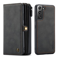 Leather Case Stands Flip Cover Holder C02S for Samsung Galaxy S21 5G Black