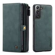 Leather Case Stands Flip Cover Holder C02S for Samsung Galaxy S21 5G Green