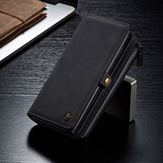 Leather Case Stands Flip Cover Holder C02S for Samsung Galaxy S21 Ultra 5G Black