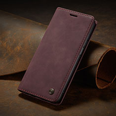Leather Case Stands Flip Cover Holder C02S for Xiaomi Mi 10T 5G Red Wine