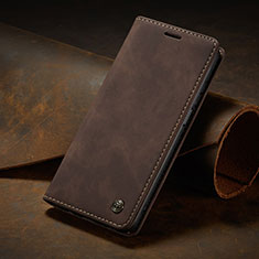 Leather Case Stands Flip Cover Holder C02S for Xiaomi Mi 10T Lite 5G Brown
