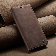 Leather Case Stands Flip Cover Holder C02S for Xiaomi Mi 12T Pro 5G Brown