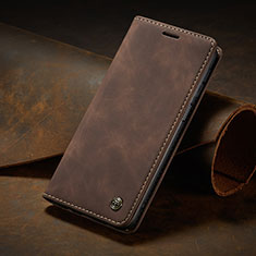 Leather Case Stands Flip Cover Holder C02S for Xiaomi Redmi Note 10S 4G Brown