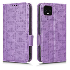 Leather Case Stands Flip Cover Holder C02X for Google Pixel 4 Purple