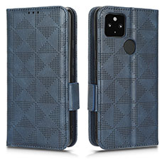 Leather Case Stands Flip Cover Holder C02X for Google Pixel 5 XL 5G Blue