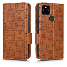 Leather Case Stands Flip Cover Holder C02X for Google Pixel 5 XL 5G Brown
