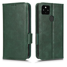 Leather Case Stands Flip Cover Holder C02X for Google Pixel 5 XL 5G Green