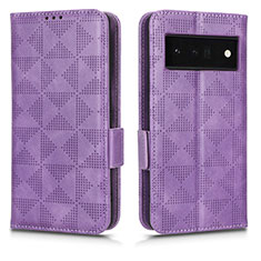 Leather Case Stands Flip Cover Holder C02X for Google Pixel 6 Pro 5G Purple