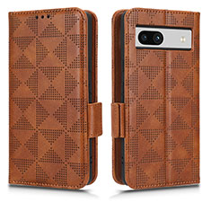 Leather Case Stands Flip Cover Holder C02X for Google Pixel 7a 5G Brown