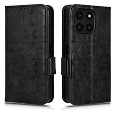 Leather Case Stands Flip Cover Holder C02X for Huawei Honor X6a Black