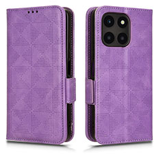 Leather Case Stands Flip Cover Holder C02X for Huawei Honor X6a Purple
