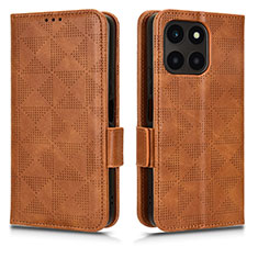 Leather Case Stands Flip Cover Holder C02X for Huawei Honor X8b Brown