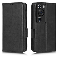 Leather Case Stands Flip Cover Holder C02X for Huawei P60 Black