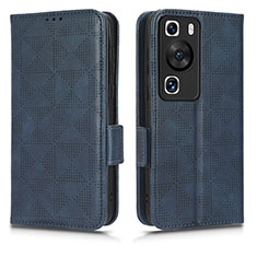 Leather Case Stands Flip Cover Holder C02X for Huawei P60 Blue