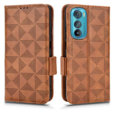 Leather Case Stands Flip Cover Holder C02X for Motorola Moto Edge 30 5G Brown