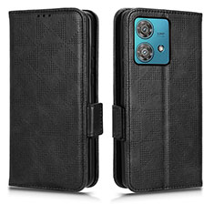 Leather Case Stands Flip Cover Holder C02X for Motorola Moto Edge 40 Neo 5G Black