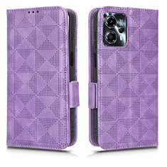 Leather Case Stands Flip Cover Holder C02X for Motorola Moto G13 Purple