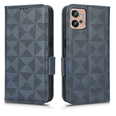 Leather Case Stands Flip Cover Holder C02X for Motorola Moto G32 Blue