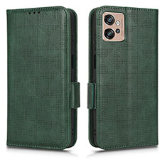 Leather Case Stands Flip Cover Holder C02X for Motorola Moto G32 Green