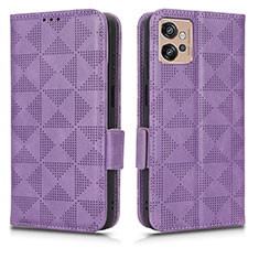 Leather Case Stands Flip Cover Holder C02X for Motorola Moto G32 Purple