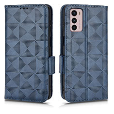 Leather Case Stands Flip Cover Holder C02X for Motorola Moto G42 Blue