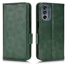 Leather Case Stands Flip Cover Holder C02X for Motorola Moto G62 5G Green