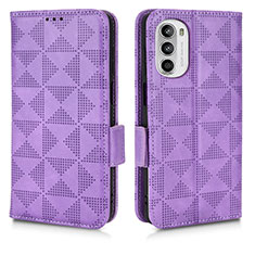 Leather Case Stands Flip Cover Holder C02X for Motorola Moto G71s 5G Purple