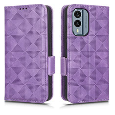 Leather Case Stands Flip Cover Holder C02X for Nokia X30 5G Purple