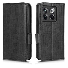 Leather Case Stands Flip Cover Holder C02X for OnePlus 10T 5G Black