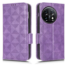 Leather Case Stands Flip Cover Holder C02X for OnePlus Ace 2 5G Purple
