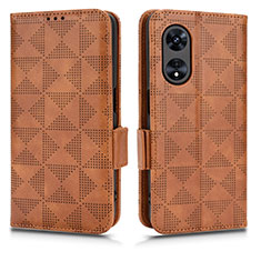 Leather Case Stands Flip Cover Holder C02X for Oppo A1 5G Brown