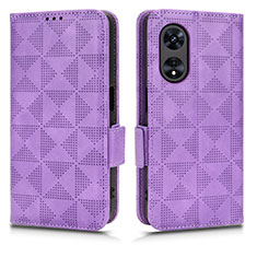 Leather Case Stands Flip Cover Holder C02X for Oppo A1 5G Purple