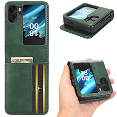 Leather Case Stands Flip Cover Holder C02X for Oppo Find N2 Flip 5G Green