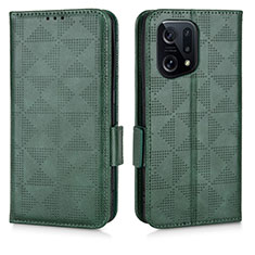 Leather Case Stands Flip Cover Holder C02X for Oppo Find X5 5G Green